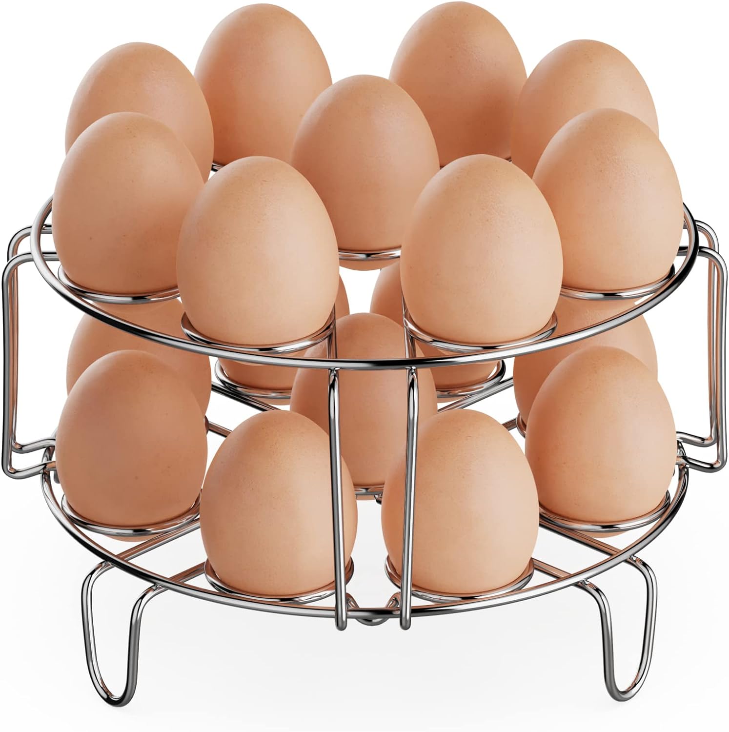 GSlife Egg Steamer Rack - Stainless Steel Trivet for 6, 8 Quart Pressure Cooker, Compatible for Instant Pot Accessories, Cooks 18 Eggs, Stackable Steaming Holders for Eggs, 2 Packs