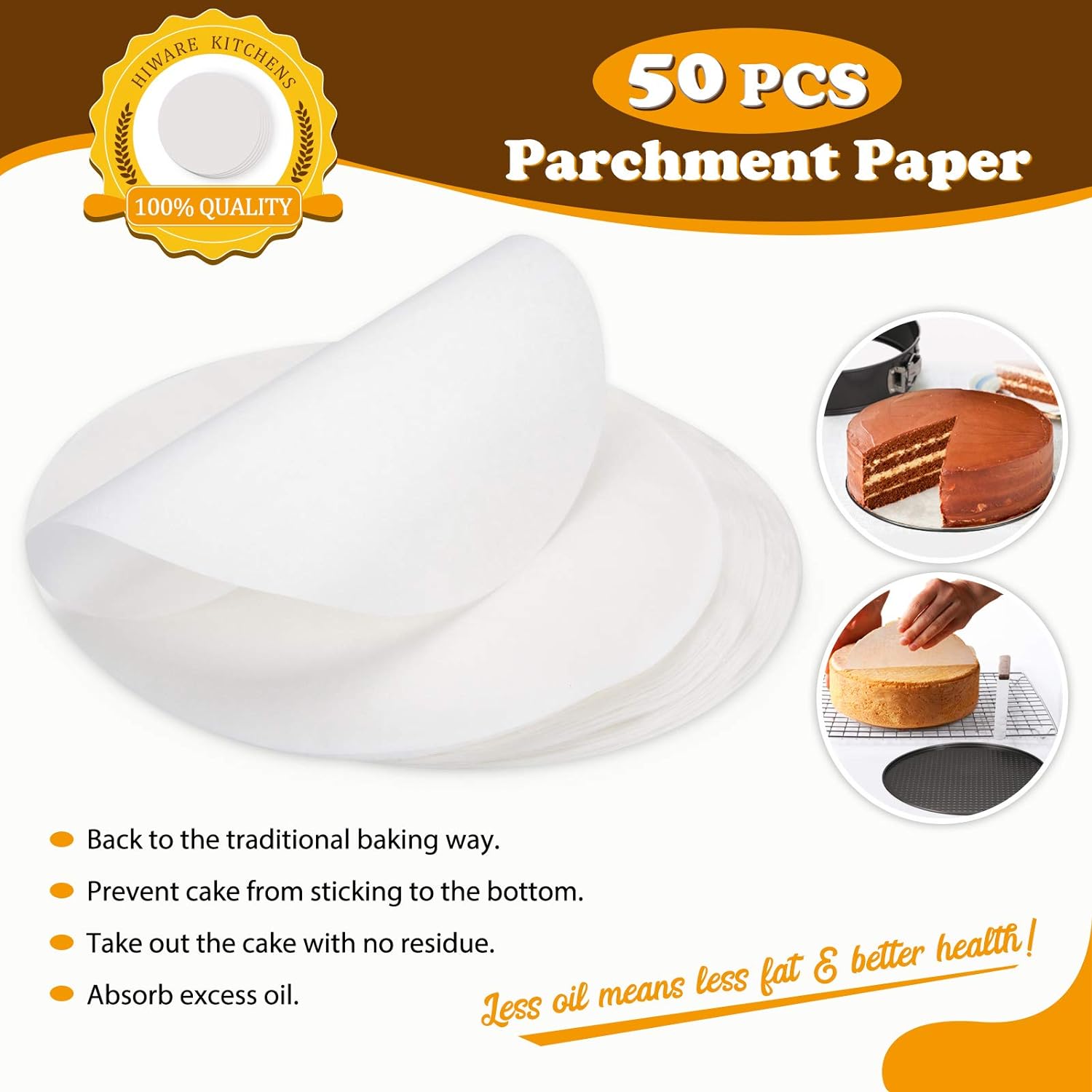 HIWARE 7 Inch Non-stick Springform Pan/Cheesecake Pan/Leakproof Cake Pan with 50 Pcs Parchment Paper - Accessories for Instant Pot 6, 8 Qt Pressure Cooker