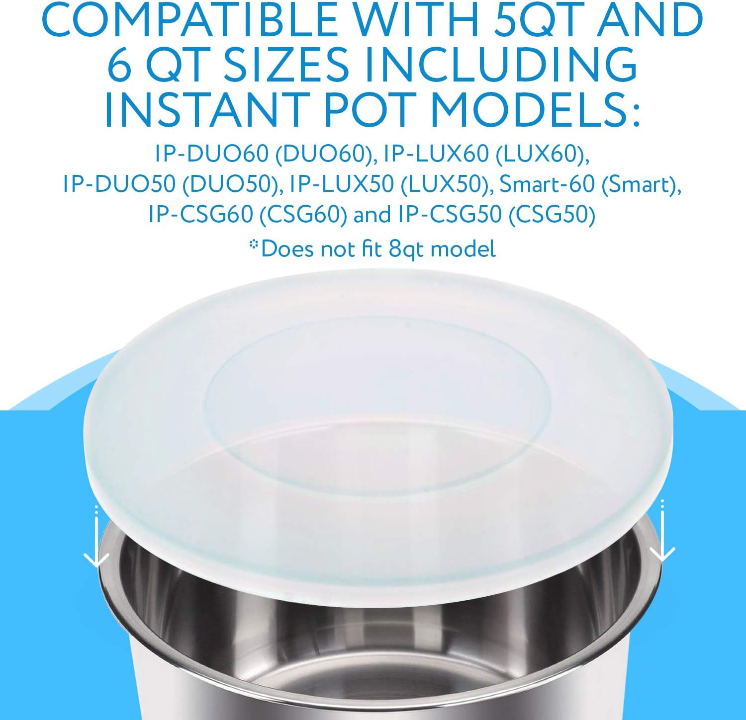 Impresa Compatible with 6 Qt Silicone Lid for Instant Pot - 5 and 6 Quart Inner Pot Cover for Instapot - Insta Pot Cooker Accessories for IP DUO60 and Many More Models