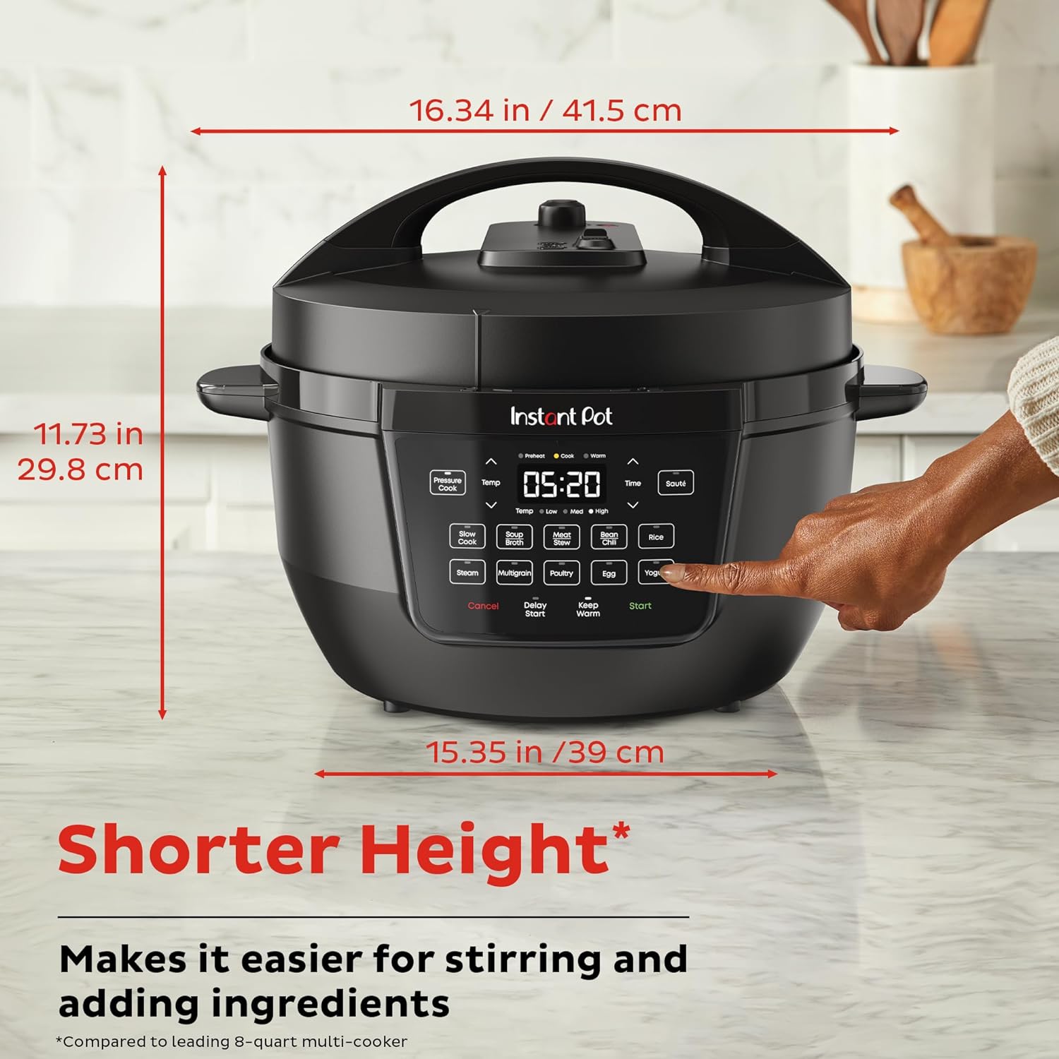 Instant Pot RIO Wide Base, 7.5 Quarts, Large Searing Base, WhisperQuiet Steam Release, 7-in-1 Electric Multi-Cooker, Pressure Cooker, Slow Cooker, Rice Cooker, Steamer, Sauté, Yogurt Warmer