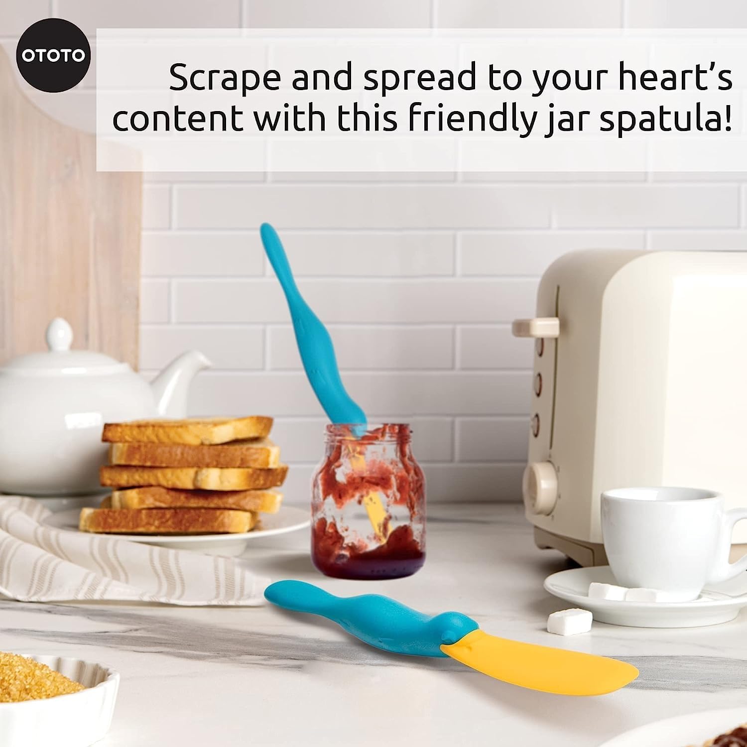 OTOTO Splatypus Jar Spatula for Scooping and Scraping - Unique Fun Cooking Kitchen Gadgets for Foodies - BPA-free 100% Food Safe - Crepe Spreader