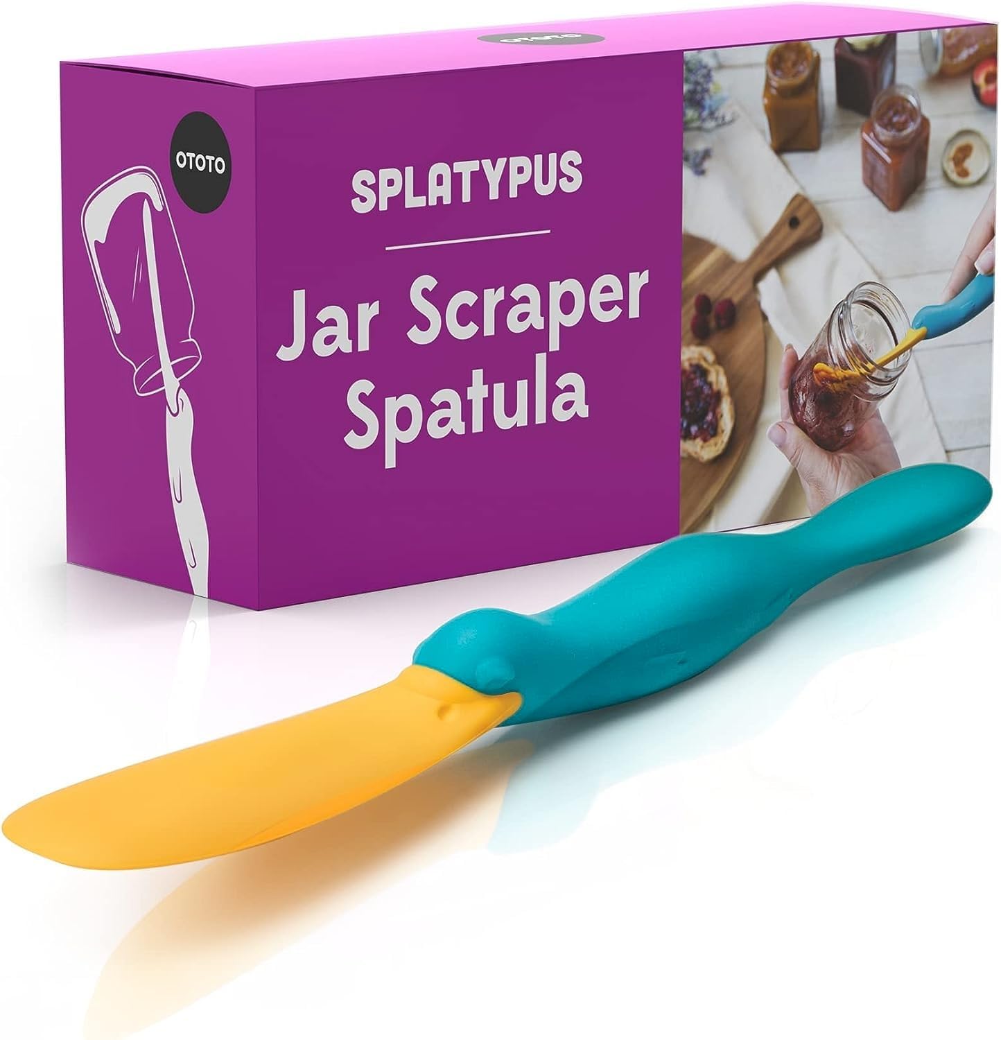 OTOTO Splatypus Jar Spatula for Scooping and Scraping - Unique Fun Cooking Kitchen Gadgets for Foodies - BPA-free 100% Food Safe - Crepe Spreader