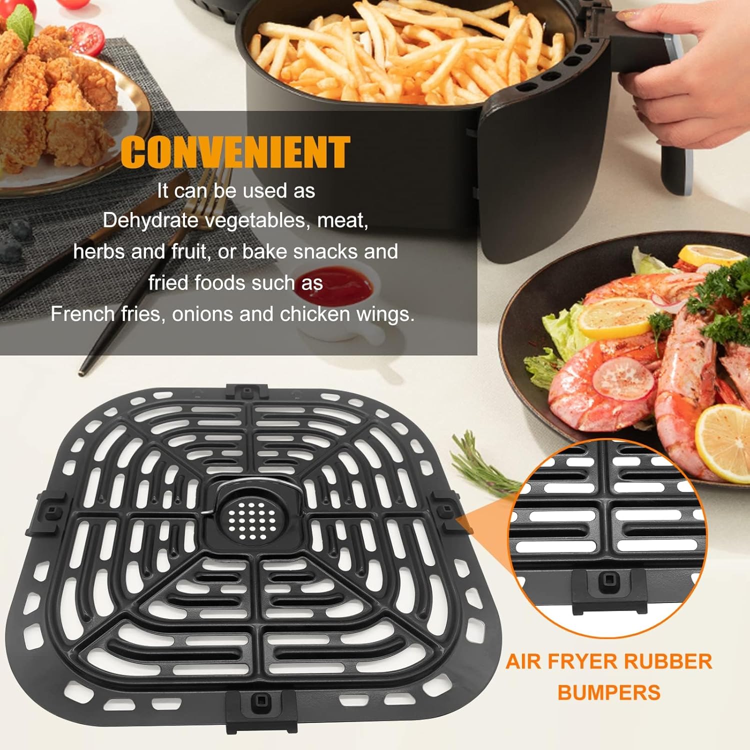 Air Fryer Grill Plate for Instant Pot Vortex Plus 6 in 1 6 QT Gourmia GAF735 6 QT Air Fryer, Air Fryer Accessories Replacement Tray Rack Parts Grill Pan Crisper Plate, Dishwasher Safe