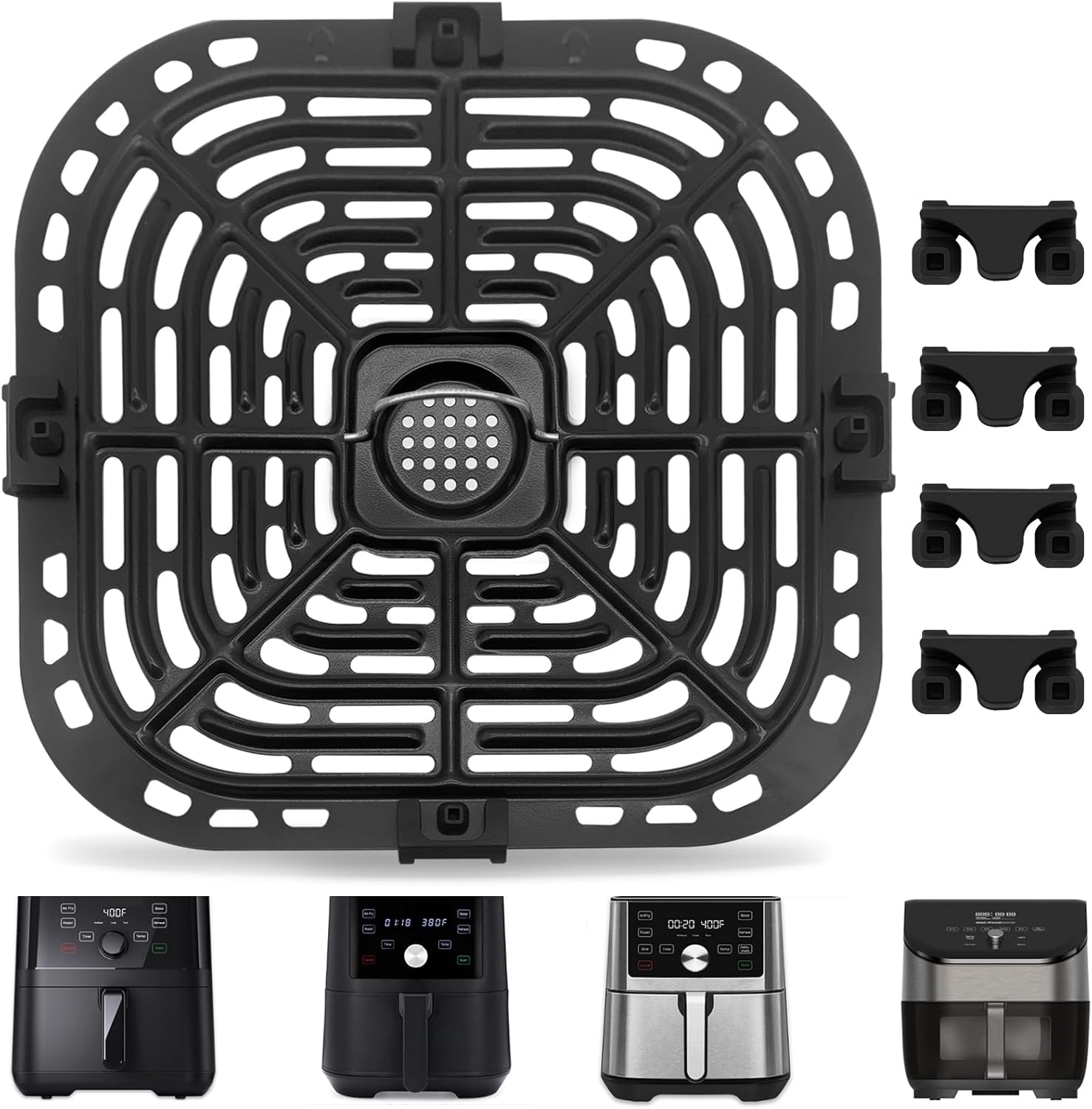 Air Fryer Grill Plate for Instant Pot Vortex Plus 6 in 1 6 QT Gourmia GAF735 6 QT Air Fryer, Air Fryer Accessories Replacement Tray Rack Parts Grill Pan Crisper Plate, Dishwasher Safe