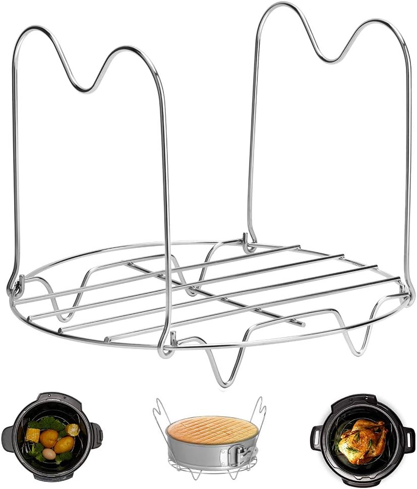 Steamer Rack Trivet with Handles Compatible with Instant Pot Accessories 6 Qt 8 Quart, Pressure Cooker Trivet Wire Steam Rack, Great for Lifting out Whatever Delicious Meats Veggies You Cook