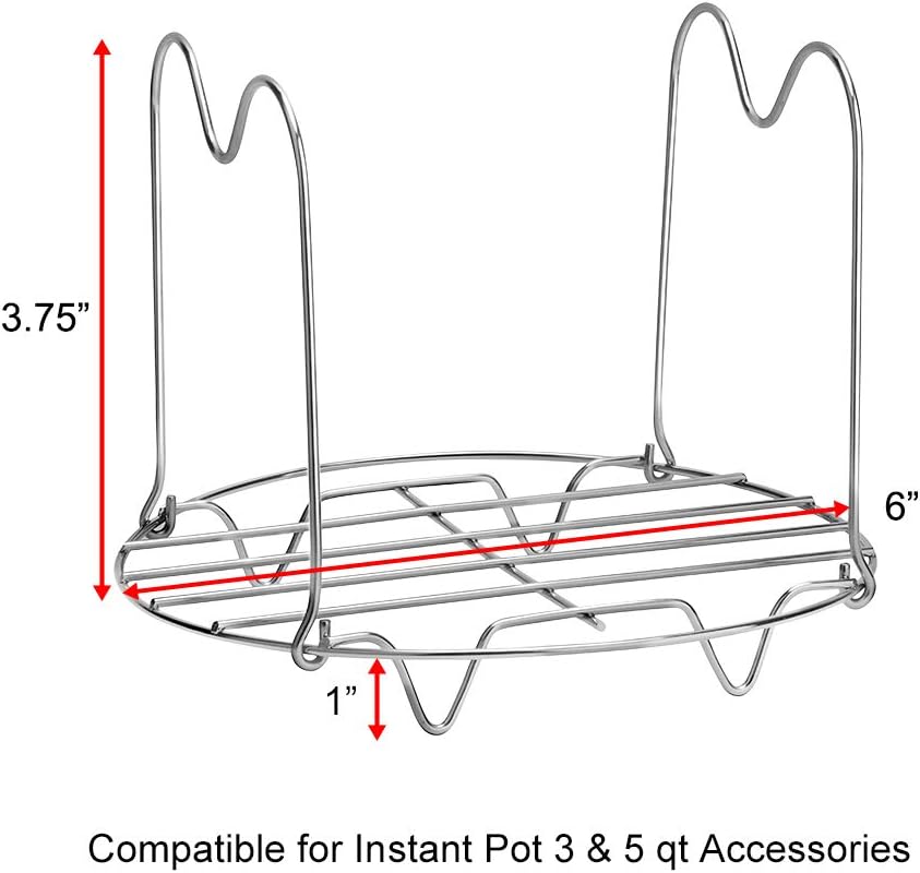 Steamer Rack Trivet with Handles Compatible with Instant Pot Accessories 6 Qt 8 Quart, Pressure Cooker Trivet Wire Steam Rack, Great for Lifting out Whatever Delicious Meats Veggies You Cook