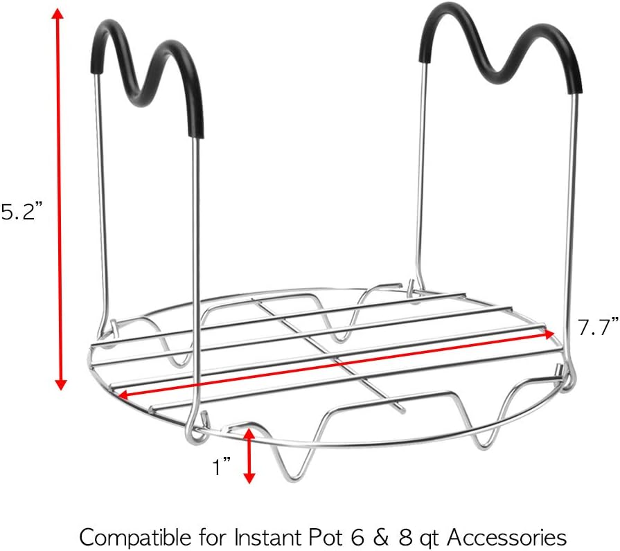 Steamer Rack Trivet with Handles Compatible with Instant Pot Accessories 6 Qt 8 Quart, Pressure Cooker Trivet Wire Steam Rack, Great for Lifting out Whatever Delicious Meats Veggies You Cook