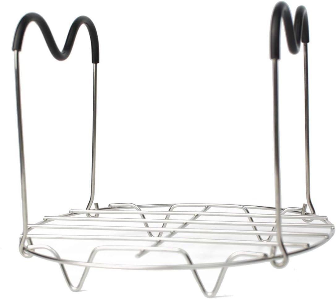 Steamer Rack Trivet with Heat Resistant Silicone Handles Compatible with Instant Pot 6  8 qt Accessories, Stainless Steel Steaming Rack Trivet Stand for Pressure Cooker