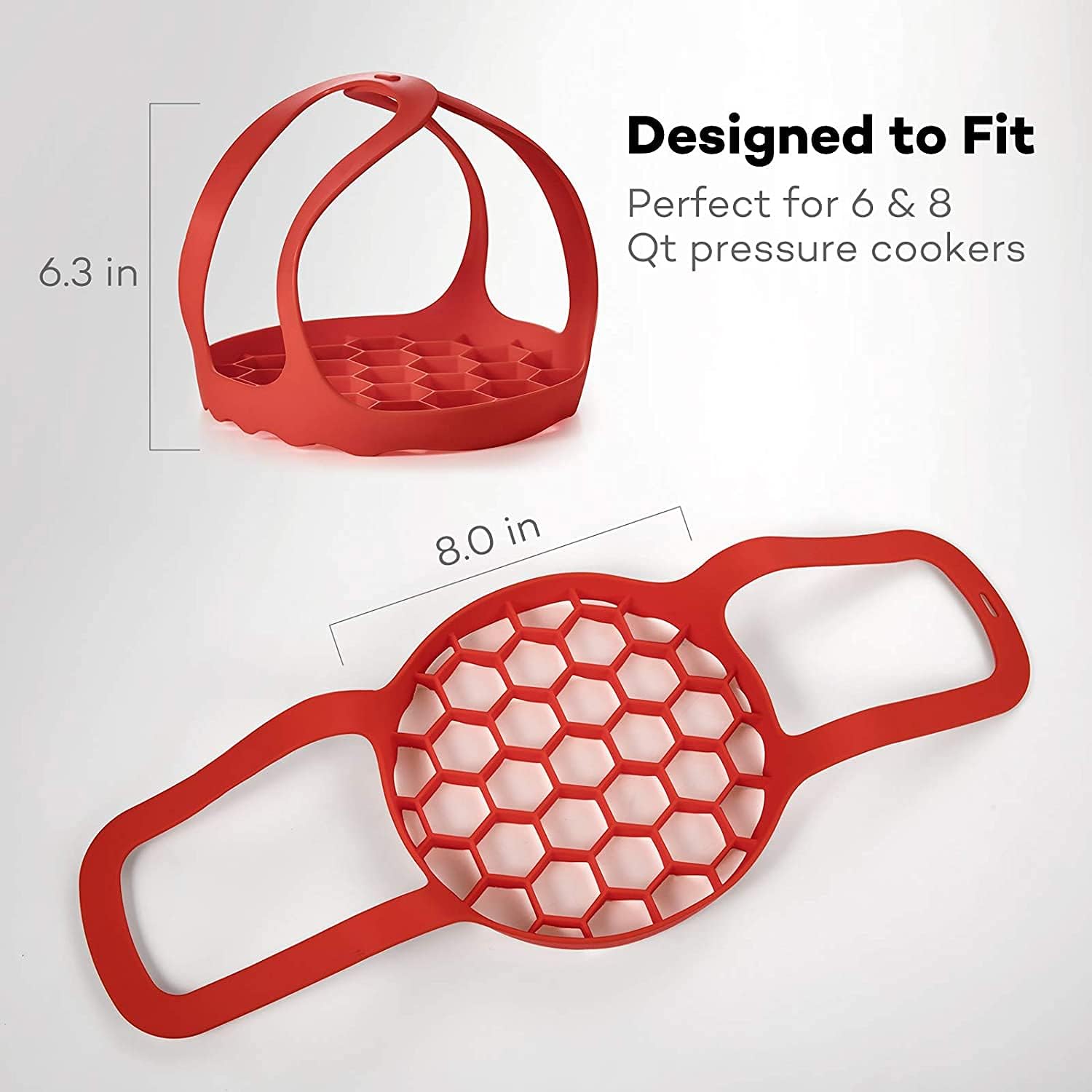 Goldlion Silicone Sling Lifter Accessories Compatible with Instant Pot 6 Qt and 8 Qt, Ninja Foodi 5 Qt / 6.5 Qt / 8 Qt and Other Brand Pressure Cookers, Red