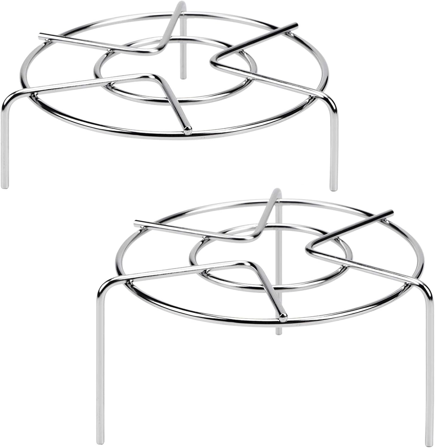 HULISEN Steam Rack, 3 and 1-3/4 Tall Trivet for Instant Pot 3 Qt and 6 Qt, Heavy Duty 18/8 Stainless Steel Steamer Rack Fit Pressure Cooker (6.4 Round - 2Pcs)