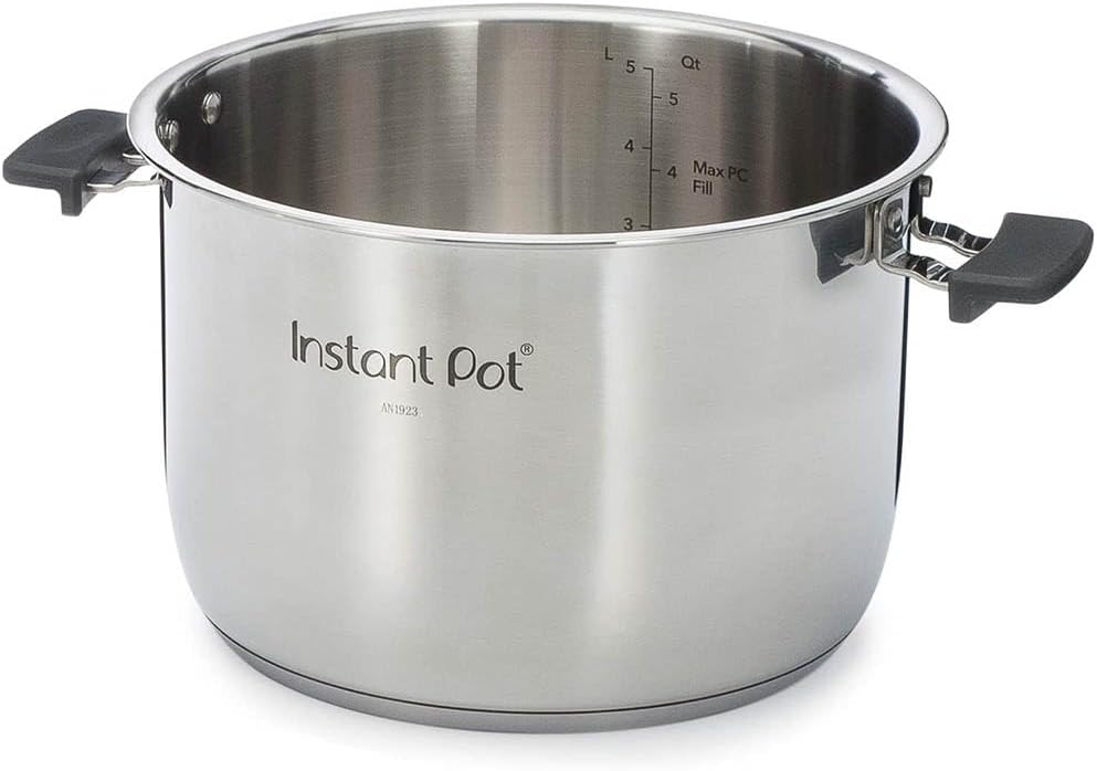 Instant Pot Stainless Steel Inner Cooking Pot with Handles, 6-Qt, Polished Surface, Rice Cooker, Stainless Steel Cooking Pot, Use with 6-Qt Duo Evo ,Pro Pro Crisp