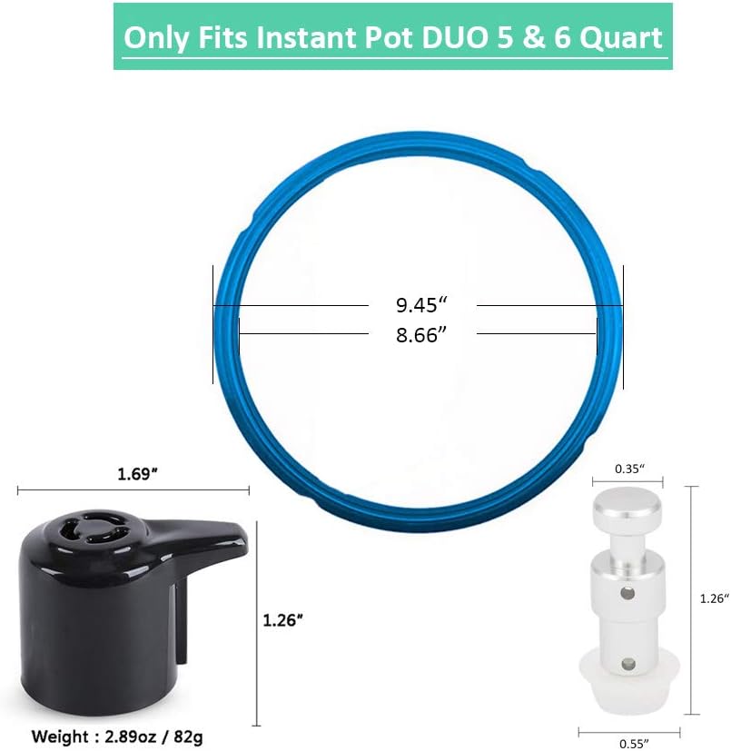 Parts Replacement for Instant Pot Duo 5, 6 Quart Qt Include Sealing Ring, Steam Release Valve and Float Valve Seal Replacement Parts Set