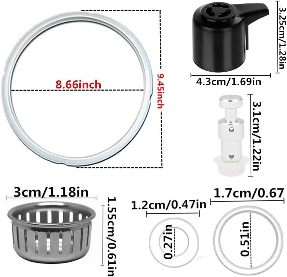 Replacement Parts Set for Instant Pot Duo 5, 6 Quart Qt IP-DUO50 IP-DUO60, Include Steam Release Handle Sealing Ring Steam Release Valve and Float Valve Seal Anti-Block Shield (Set of 10)