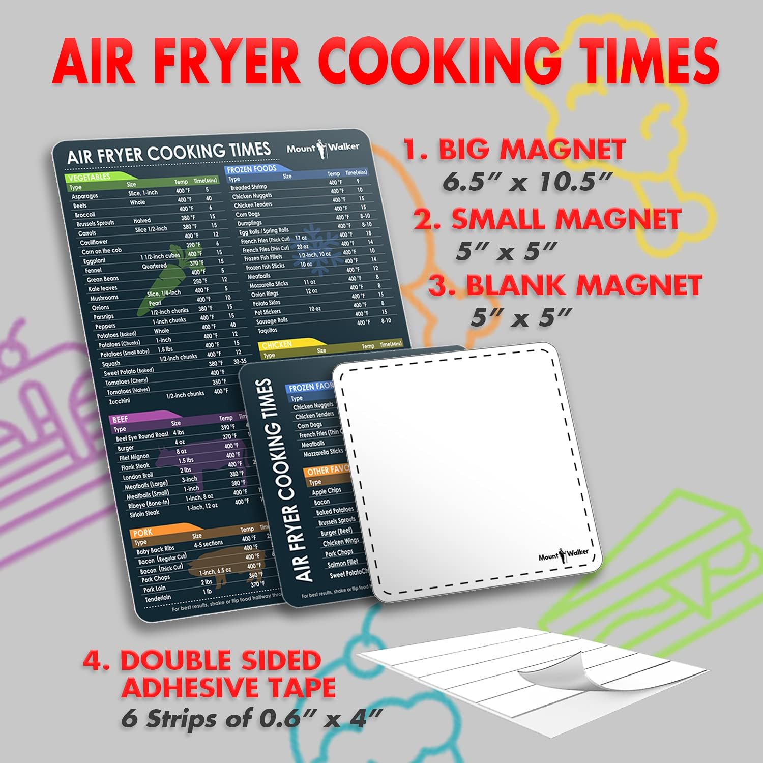 Instant Pot Magnetic Cheat Sheet (1 Set of 3 Pcs) - Instant Pot Accessories, Pressure Cooker Cooking Times Chart, Quick Reference Guide Kitchen Set with Dry Erase Fridge Whiteboard, White