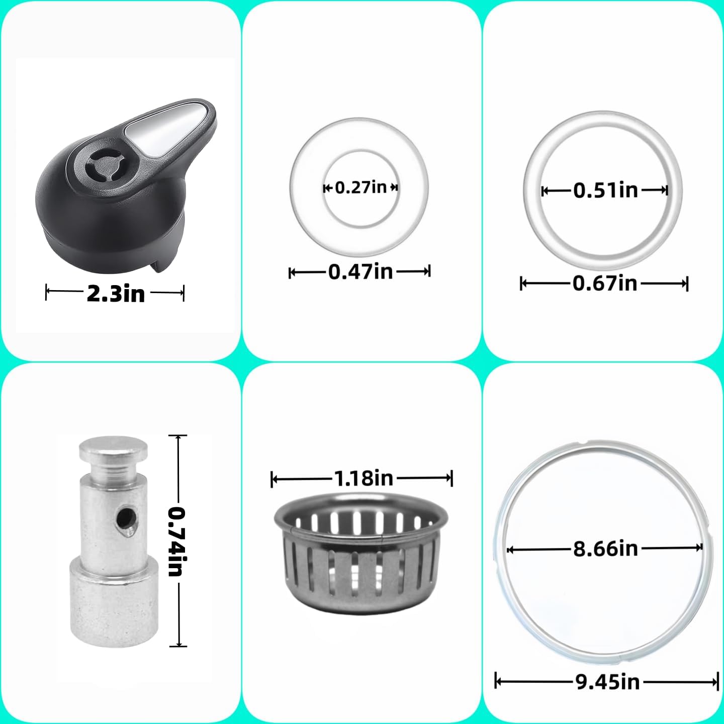 Replacement Parts Set for Instant Pot Lux 5, 6 Quart Qt IP-LUX50 IP-LUX60, Include Steam Release Handle Sealing Ring Steam Release Valve and Float Valve Seal Anti-Block Shield (Set of 10)